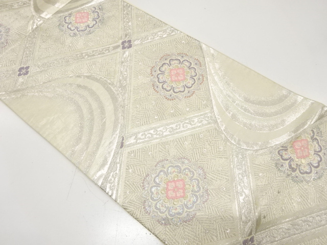 JAPANESE KIMONO / ANTIQUE FUKURO OBI / SILK / WOVEN FLOWER CREST